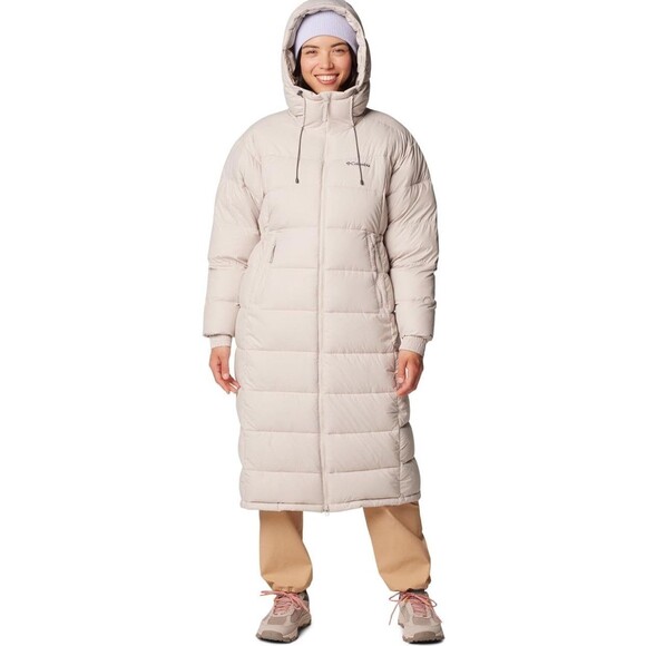 Womens Columbia Pike Lake Omni-Heat Long Hooded Jacket Stone White Colr Sz Large - Picture 1 of 16